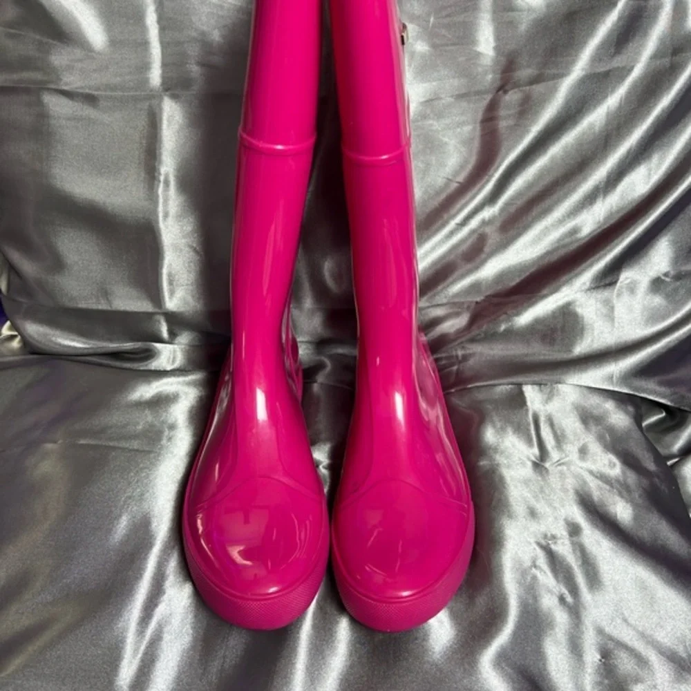 Furla Tall Rain Boots Women’s‎ Size 10.5 Pink Rubber Waterproof Gardening Preppy